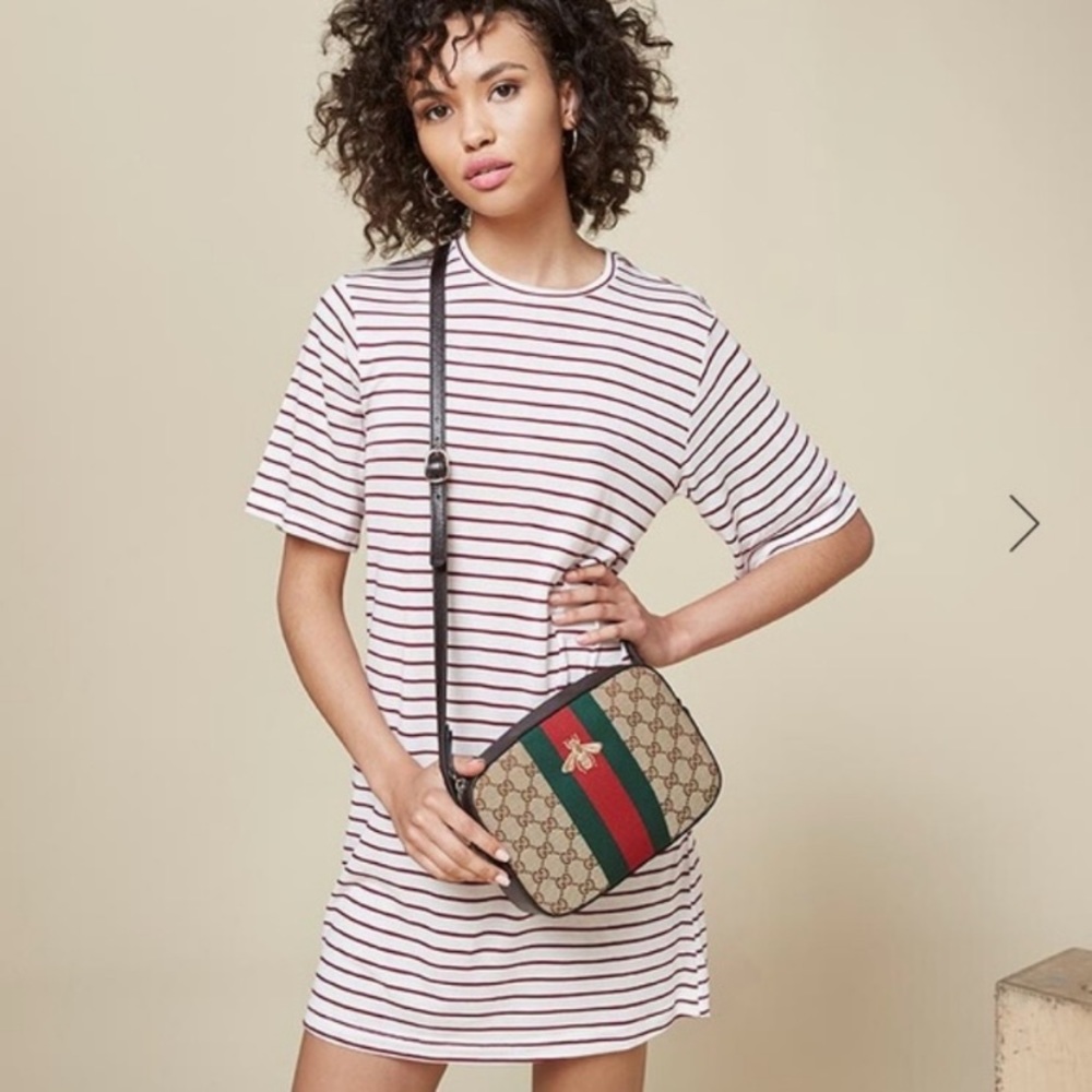 Reformation Dozer Red Striped T-Shirt Dress